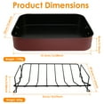 thumbnail image 3 of Wekvgz Roasting Pan with Rack Carbon Steel Turkey Roaster Pan with Handle Nonstick Roasting Tins Temperature Resistant Roasting Tray Chicken Roaster Pan with Handle for Turkey Chicken, 3 of 10