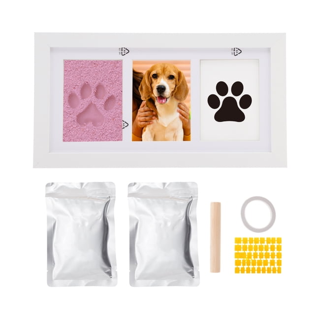 Kit de Huellas de Patas de Unique Bargains para Perros - Regalos Conmemorativos para Perros - Kit de Arcilla de Recuerdo con Marco y Accesorios Rosa 1 Set