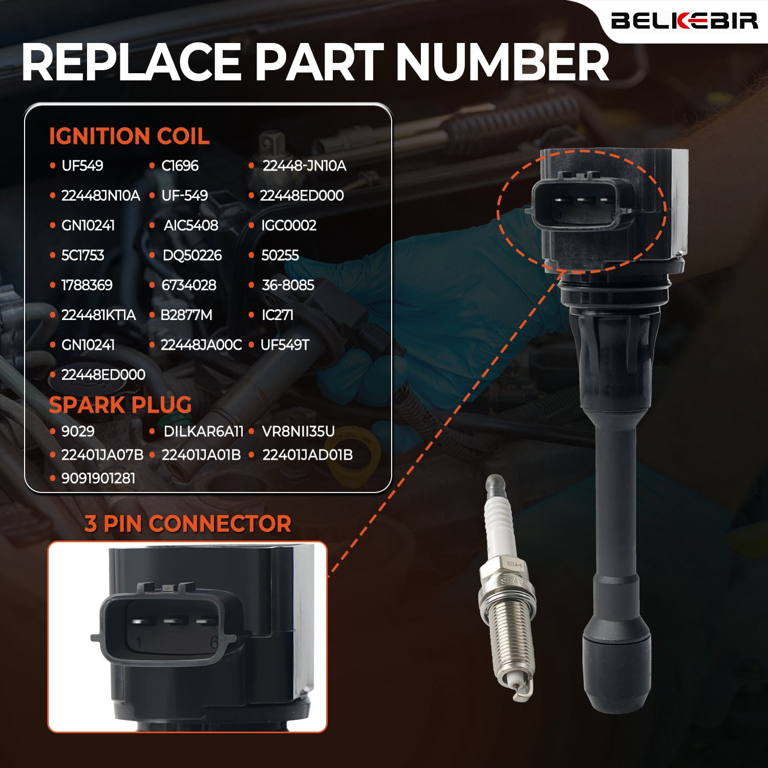 4PCS Ignition Coil Pack & Iridium Spark Plugs Compatible with 1.6L 1.8L 2.0L 2.5L L4 2007-2018 Nissan Altima Rogue Sentra Versa Cube Frontier NV200, Infiniti FX50 M56 Q70 QX60 Replace UF549 & 9029