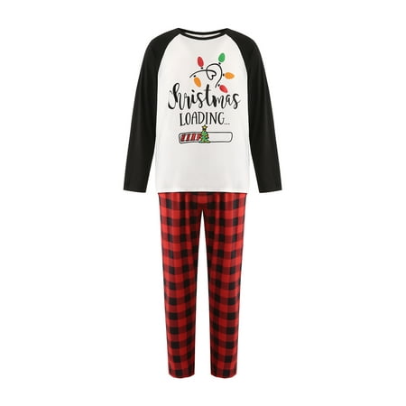 

Yuemengxuan Christmas Family Matching Pajamas Set Colorful Light Tops with Pants