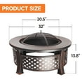 thumbnail image 2 of 32" Portable Metal Patio Round Fire Pit Table with Spark Screen Cover, Log Grate, Waterproof Cover and Fire Poker for Outdoor Backyard, Garden, Bonfire, 2 of 7