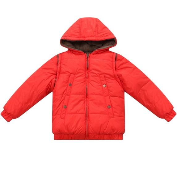 Richie House Little Boys Orange Hooded Removable Sleeves Padded Jacket 4/5