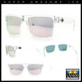 thumbnail image 2 of Mens Classic Suburb Urban Rectangular Sport Horn Rim Plastic Sunglasses Clear - Pink Mirror, 2 of 8