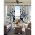 thumbnail image 4 of Blue Spring Floral Blackout Curtains, Light Blocking Print Window Curtains, Watercolor Summer Flowers Vintage Thermal Insulated Window Drapes for Living Room Kitchen Cafe 2 Panels, 104"W x 52"L, 4 of 9