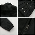 thumbnail image 4 of Women's Mid-length Solid Color Cotton Coat with Removable Hood Fur Collar, Black, Size L, 4 of 4