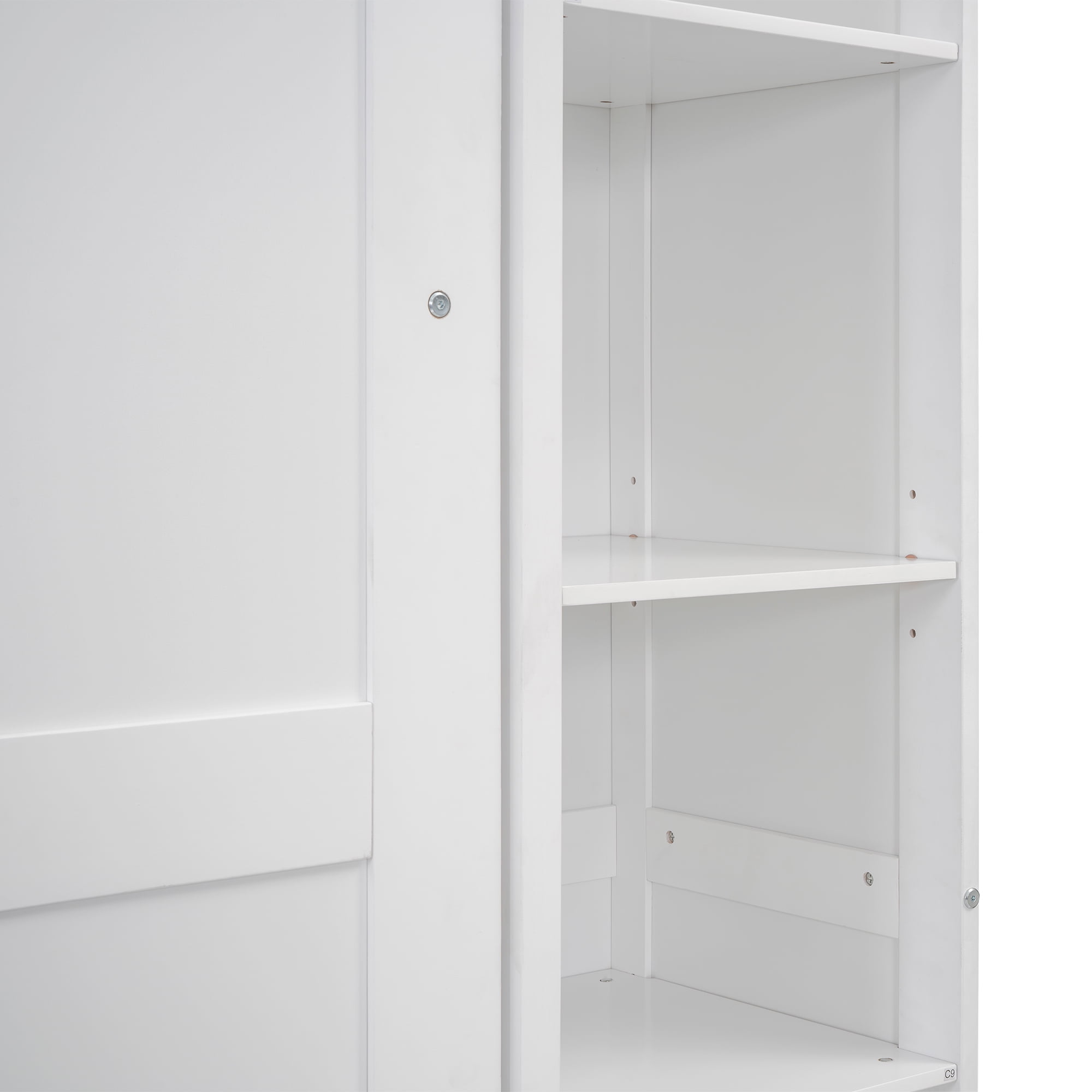 Noble House Full Murphy Wall Bed with Shelves & LED Lights,White