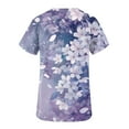 thumbnail image 4 of Busydd Scrubs for Women Fashion Purple Floral Print Scrub Tops Women Casual Short Sleeve V Neck Work Nursing Uniform Tops Comfy Oversized Workwear with Pockets, 4 of 5