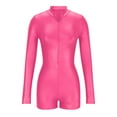 thumbnail image 4 of Women's Sexy Bodycon Jumpsuits Zip Up Long Sleeve Romper Shorts One Piece Party Clubwear Outfits, 4 of 6