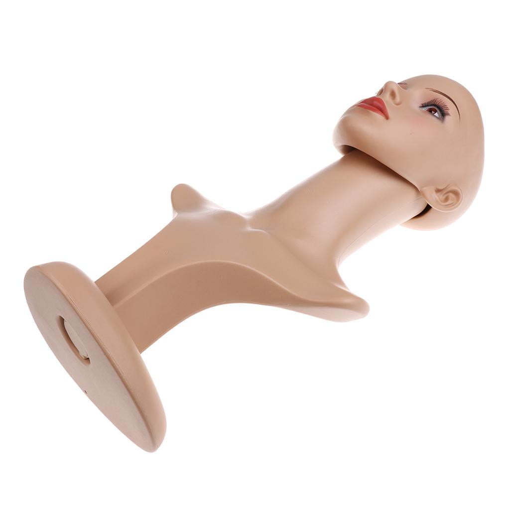 Dualoai 17.7" Plastic Wig Head - Tall Female Mannequin Head Wig Stand and Holder Model,