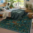 thumbnail image 3 of Moynesa Teal Large Area Rugs 8'x10', Botanical Floral Washable Rug for Living Room, Soft Rugs for Bedroom Non-Slip Ultra-Thin Modern Rug Dining Room Accent Carpet for Dorm Apartment, 3 of 7