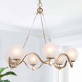thumbnail image 1 of LNC Modern 6-Light Gold Chandelier, LED Kitchen Island Light with Frosted Glass, 1 of 9
