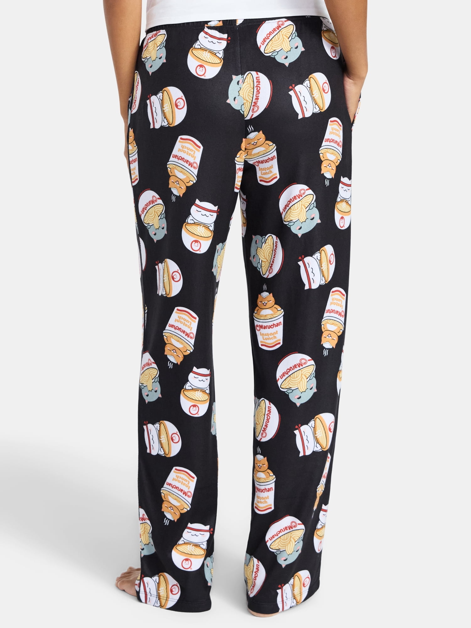 Maruchan Women's and Women's Plus Ramen Cats Sleep Pants with Pockets, 32" Inseam, Sizes XS-3X