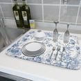 thumbnail image 6 of Chinoiserie Flowers Dish Drying Mat for Kitchen Counter, 18x24 Inch Vintage Blue Floral Birds Ultra Absorbent Reversible Dish Drainer Mats Plate Holder, 6 of 6