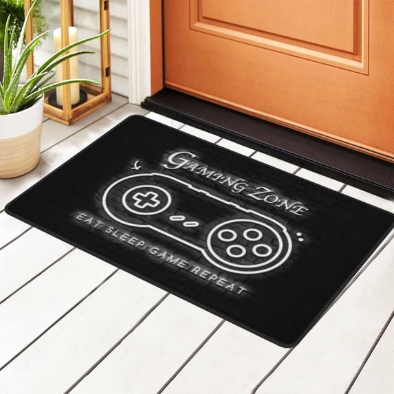 Black Cool Handle Gaming Rugs Doormat, Non-Slip Machine Washable Carpets Floor Door Mat , 36" x 24"