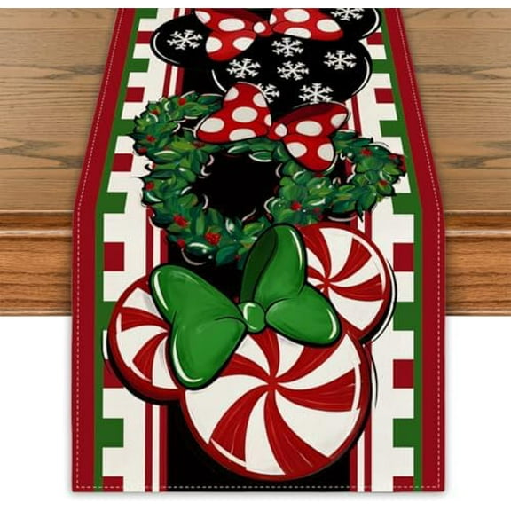 Christmas Table Runner Christmas Cartoon Mouse Table Cover New Year Winter Xmas Decor Red Christmas Decorations for Home Party