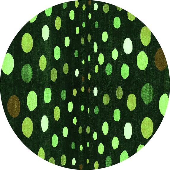 Ahgly Company Indoor Round Abstract Green Contemporary Area Rugs, 6' Round