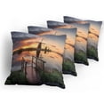 thumbnail image 5 of Ambesonne Nature Throw Pillow Cover 4 Pack, Dutch Windmill River, 24", Orange Blue, 5 of 7