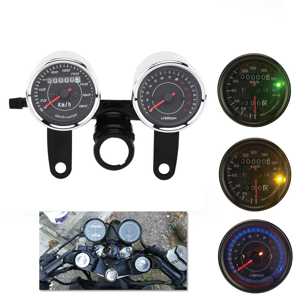 Portable 12V Motorcycle LED Tachometer Km/h Speedometer Odometer Gauge W/Bracket
