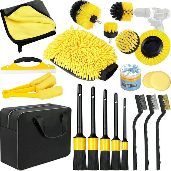 Electric Drill Brush 20 Piece Set Automotive Cleaning Tools for Easy Wash