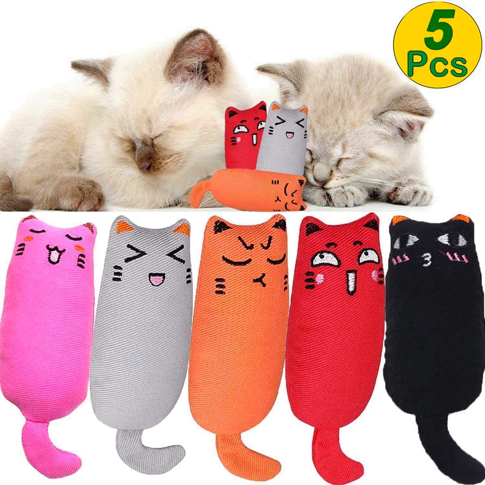 Legendog 5Pcs Cat Chew Toys Bite Resistant Catnip Toys Kitty Cartoon