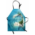 thumbnail image 1 of Island Apron Picture of Atoll Ring Shaped Island Covered with Palm Trees in Middle of Ocean, Unisex Kitchen Bib Apron with Adjustable Neck for Cooking Baking Gardening, Blue Ivory Green, by Ambesonne, 1 of 3