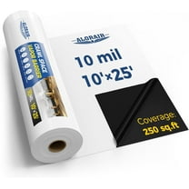 ALORAIR Crawl Space Vapor Barrier 10 mil 10'x25', Drop Cloth Vapor Barrier Covering for Crawlspace Encapsulation Moisture Control, Thick Plastic Sheeting Heavy Duty,Black and White Film