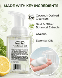 Trader Joe's Sweet Basil Foaming Hand Soap 8fl oz 237ml (2 Bottles)