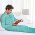 thumbnail image 4 of Wukai Blue And Turquoise Men's Long-Sleeve Pajama Set - Comfortable Sleepwear with Button-Down Shirt and Pants-XX-Large, 4 of 6