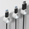 Pack de 3 clips organizadores de cables simulados | Ganchos para organizar cables de datos y carga en teléfonos y dispositivos | Negro, verde menta, blanco, naranja