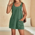 thumbnail image 3 of TQWQT Girls Rompers Size 7-8 Summer Shorts Romper Dressy Casual Teens Sleeveless Overalls Shorts Loose Boho Beach Beach Vacation Clothes with Pocket Green, 3 of 4