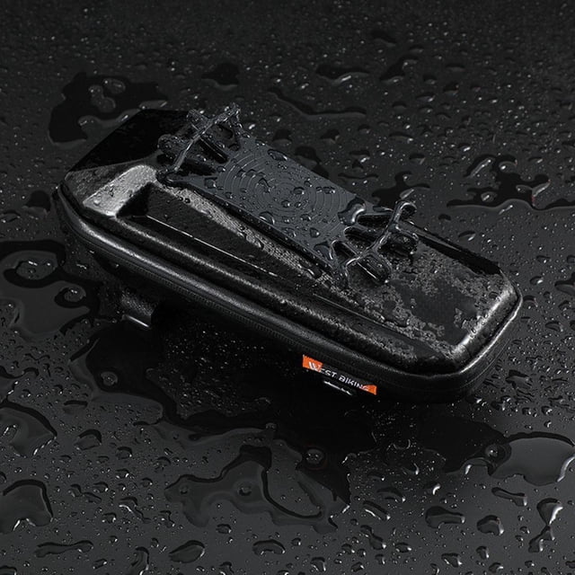 Bicicleta impermeable 6.5 '' Teléfono Bolsa de almacenamiento de marco frontal Bolsa de tubo Pantalla táctil sensible Accesorios de bicicleta Negro Macarena Caja del marco delantero de la bicicleta