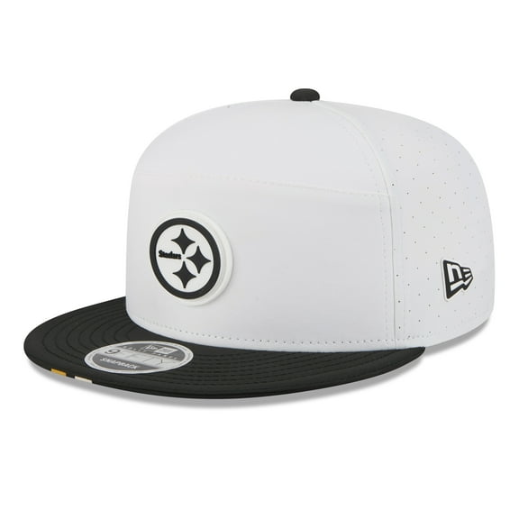 Men's New Era  White/Black Pittsburgh Steelers 2025 NFL Training Camp Split Panel 9FIFTY Snapback Hat