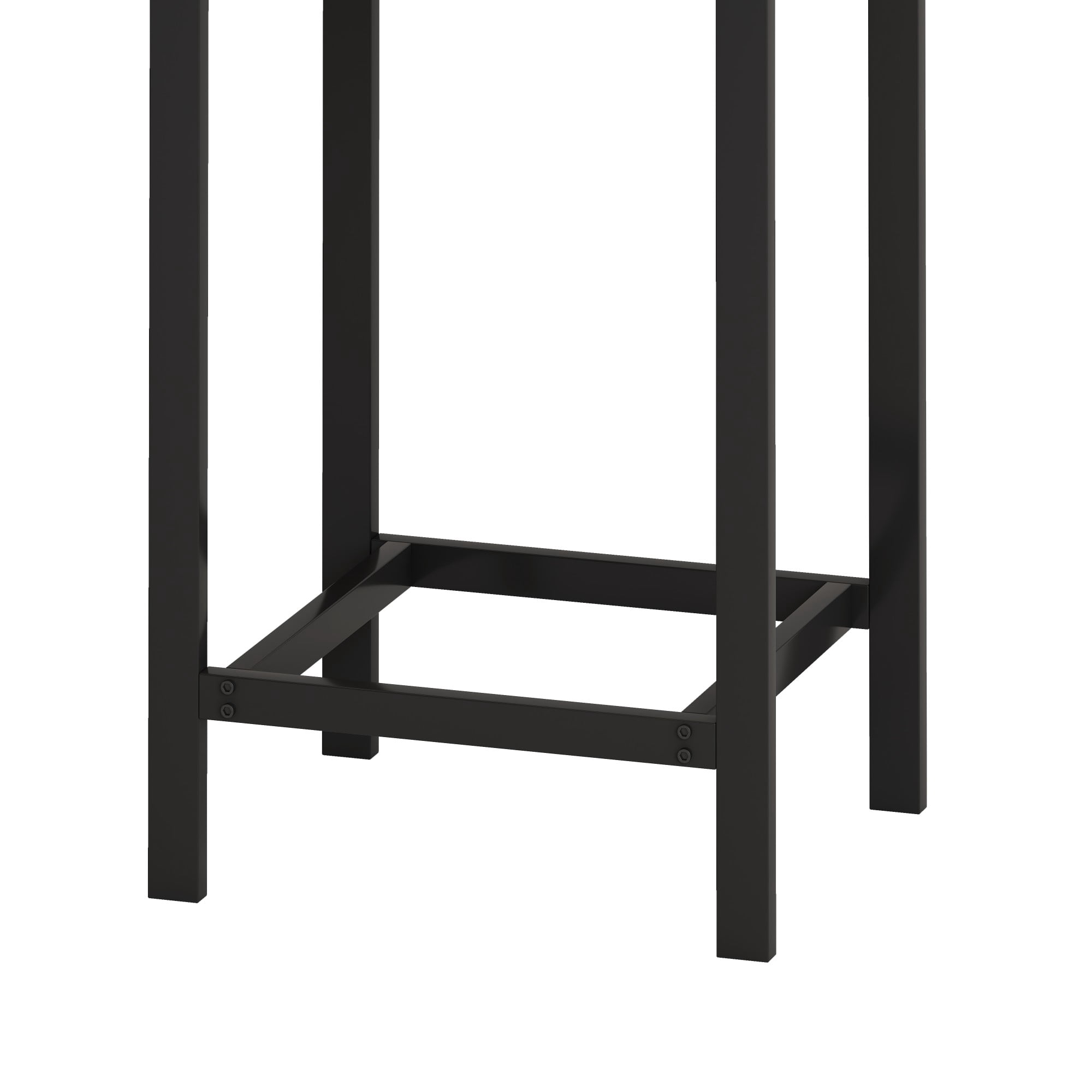 BSHTI 60.24" MDF Dining Room Table Set with Metal Frame, 3 Stools, Space-Saving Hanging Design for Kitchen（Natural+Black）