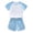 AB562 Light Blue, variant on Toddler Outfit Set For Girls Summer Color Block Short Sleeve Crew Neck Tops And Shorts Set Fashion Stylish Little Girls Summer School Sport Athletic Wear Size 4-5 Years Pink