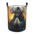 thumbnail image 6 of Lsque Sunset Meditating Bichon Frise pattern Laundry Hamper Basket, Tall Woven Rope Hamper Basket for Clothes, Lightweight Storage Basket, Collapsible Waterproof-Medium, 6 of 8