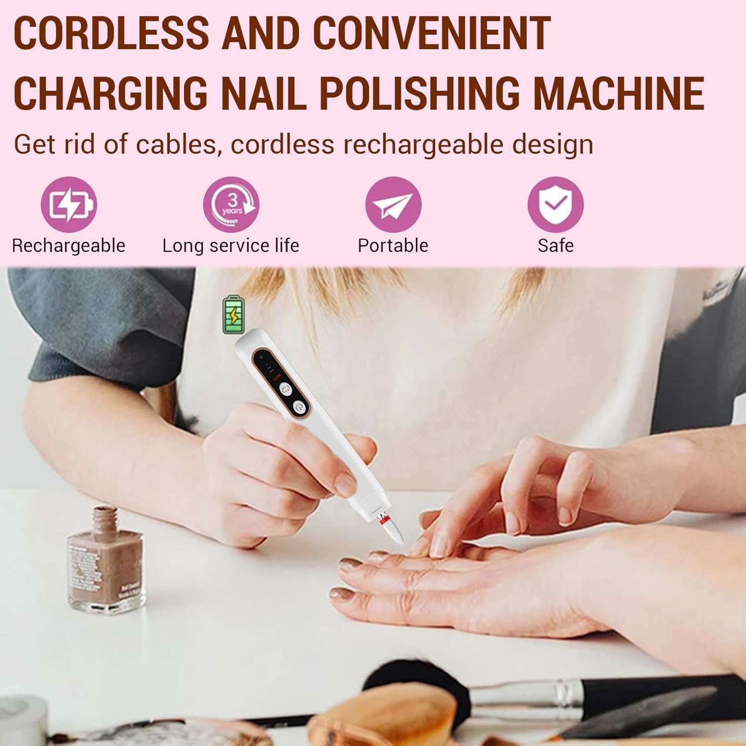 SONGAUN 3 Speeds Electric Nail File for Thick Toenails Set, 15000RPM Nail Grinder with 6 Drill Bits for Thick Toe Nails for Various Nails and Shapes