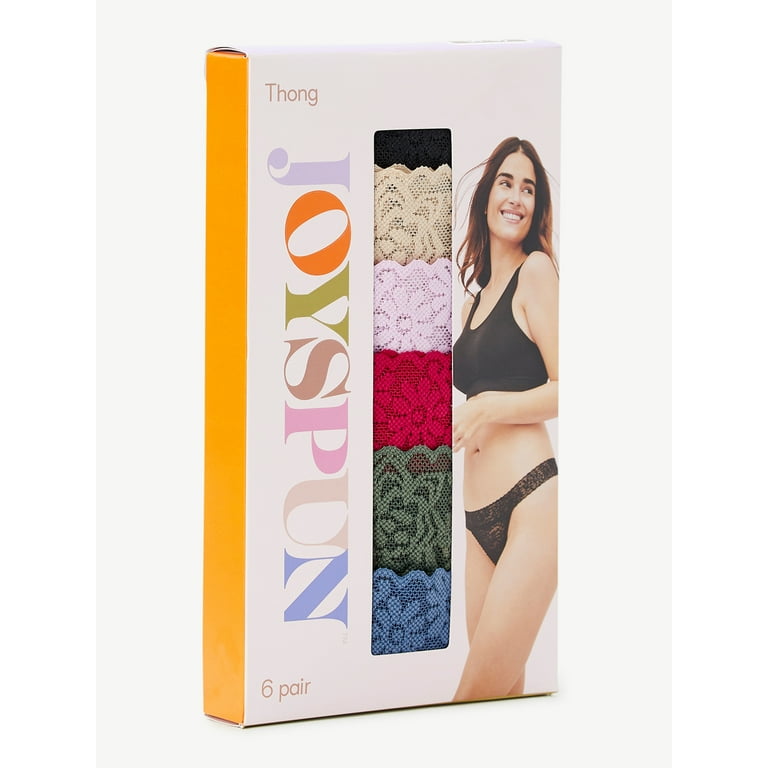  Joyspun 6-Pack, Black/White/Beige Women's Cotton Thong
