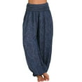 thumbnail image 1 of Women Casual Boho Print Pants Wide Leg Pants Loose Pocket Button Harem Pants, 1 of 7