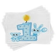 thumbnail image 1 of Ambesonne Birthday Place Mats Set of 4, Boys Party Cake Candle, Standard Size, Pale Blue Pale Blue, 1 of 6