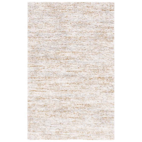 SAFAVIEH Berber Shag Torvald Abstract Area Rug, Ivory/Light Gold, 4'5" x 6'5"
