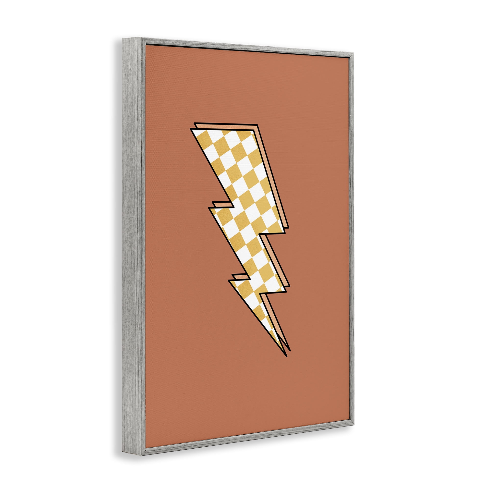 Stupell Industries Checking Lightning Bolt Abstract Painting Gray Framed Art Print Wall Art, 20 x 30
