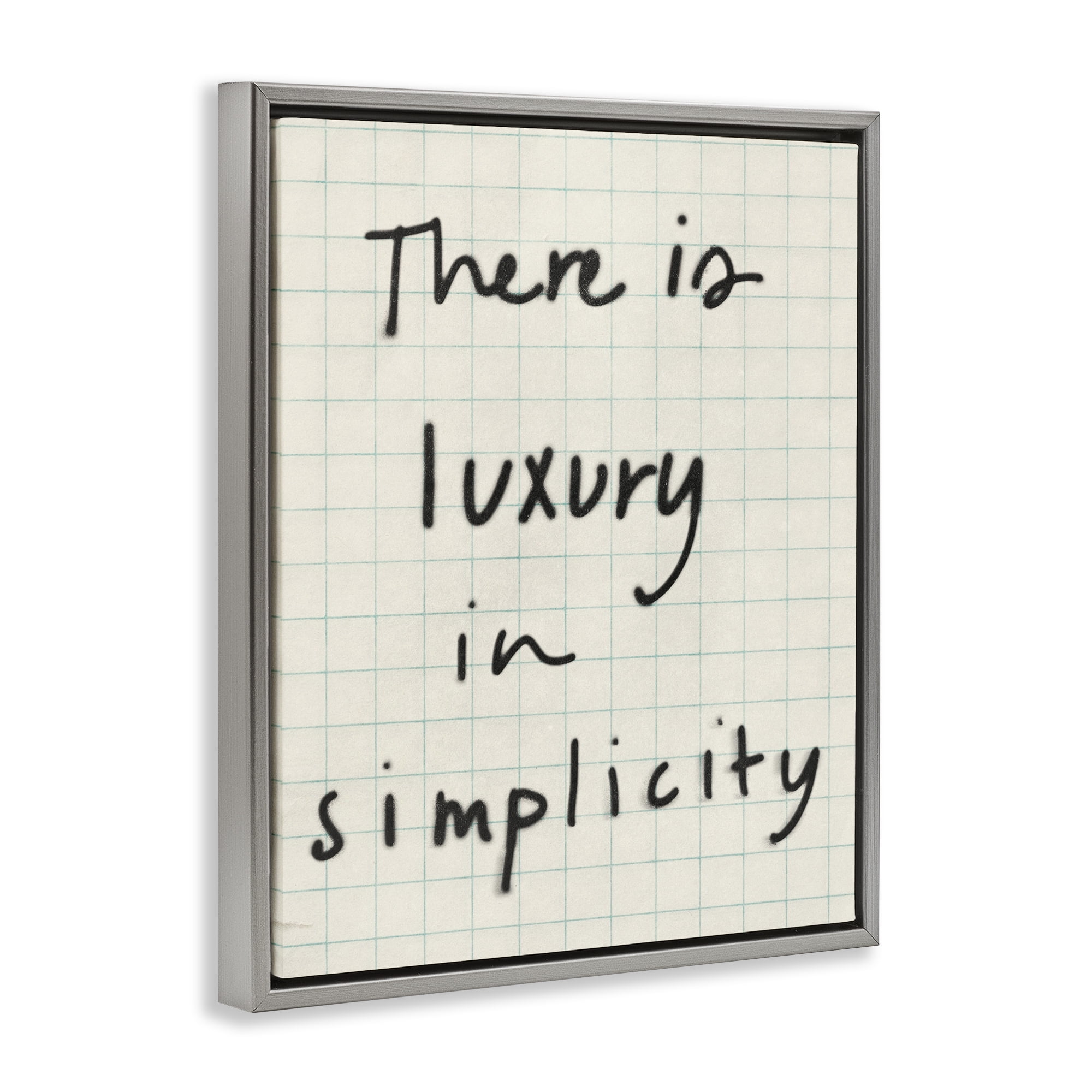 Stupell Industries Luxury In Simplicity Scrawl Gray Framed Floater Canvas Wall Art, design by Victoria Barnes