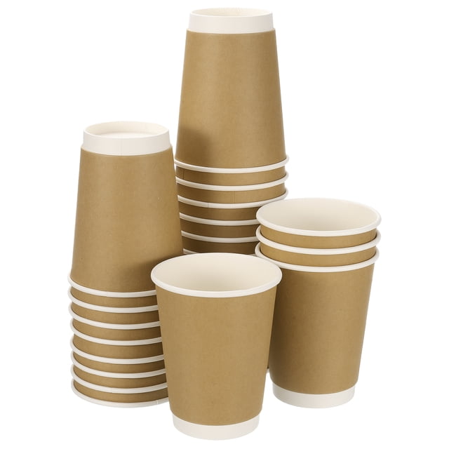 Tazas de papel kraft, paquete de 50, 12 oz x 90mm, tazas desechables de doble capa para agua, leche y jugo