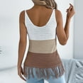 thumbnail image 6 of ShaoRunShi Womens Crochet Knit Tank Tops Sleeveless V Neck Fringe Boho Top Color Block Beach Vacation Camisole, 6 of 9