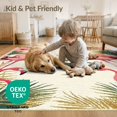 thumbnail image 4 of ODIKA 6'x9' Washable Area Rug Non-Slip, Easy Care, Leaves Boho Symmetrical Botanical Frond Border Jungle Motif Exotic for Family Room, Living Room, Master Bedroom, 4 of 7