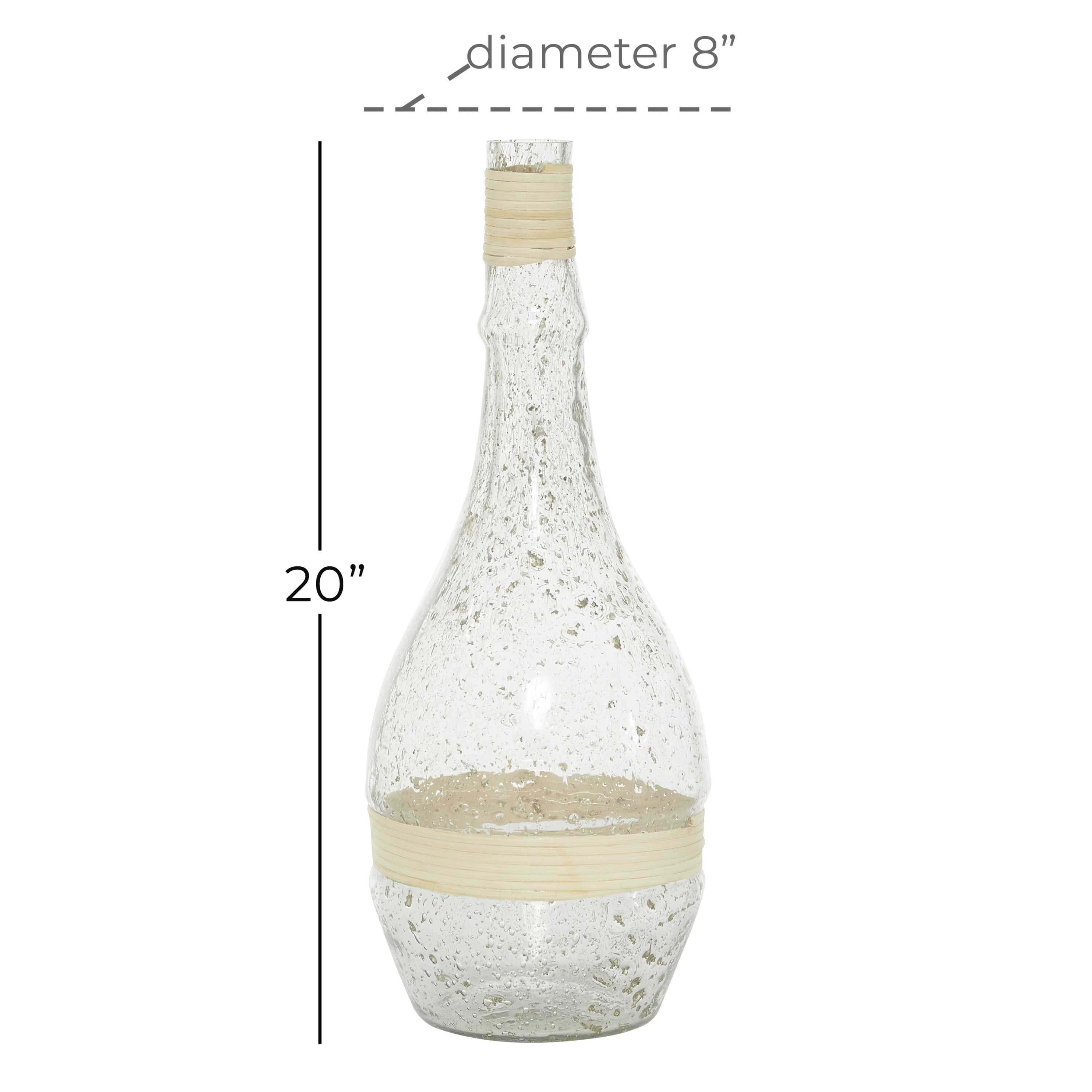 DecMode 20" Glass Vase with Rattan Detail