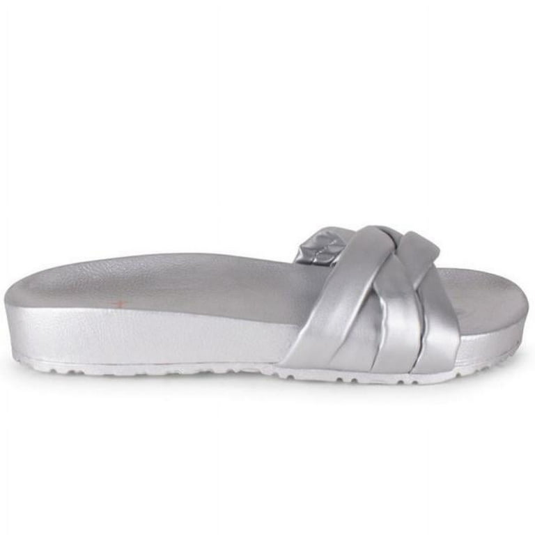 Danskin Womens Silver Slide Slip On Sandal Size 8.5 Walmart
