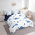 thumbnail image 2 of Manfei Cute Cartoon dinosaur 7 Pieces Bedding Comforter Set,Natural Mountain Pine Full Bedding Set,Blue White Fitted Sheet Flat Sheet For Boys,Breathable Home Decor Reversible, 2 of 7