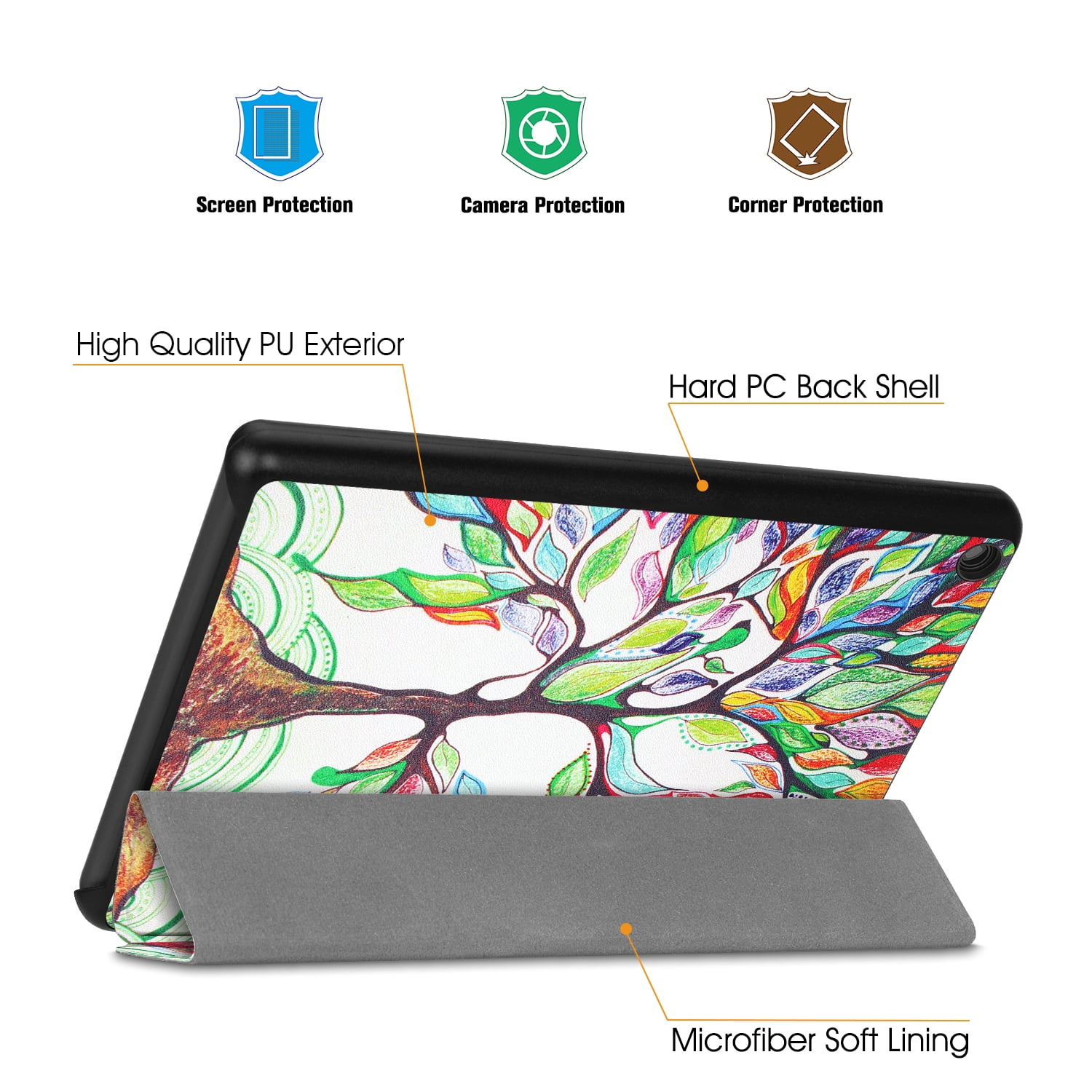Fintie Slim Case For Fire 7 Tablet 9th Generation 2019 Release Ultra Lightweight Protective Stand Cover Love Tree