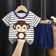 thumbnail image 2 of KPOPLK Short Sleeve T Shirt for Boys 3 6 9 12 Months 2T 3T 4T Crewneck Cotton Top Pattern Tee Casual Graphic Tee Shirt Shorts 2Pcs Outfits Set Size 5-6 Years,Black, 2 of 4